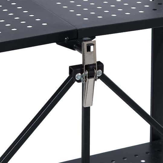 Organize It All Black -Tier Foldable Metal Rack with Wheels